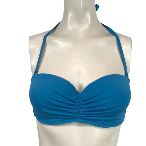 VICTORIA'S SECRET - WOMEN'S 36C - BLUE UNDERWIRE PUSH-UP HALTER SWIM BIKINI TOP - Picture 1 of 6